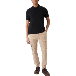 Beige Cotton Cargo Pants