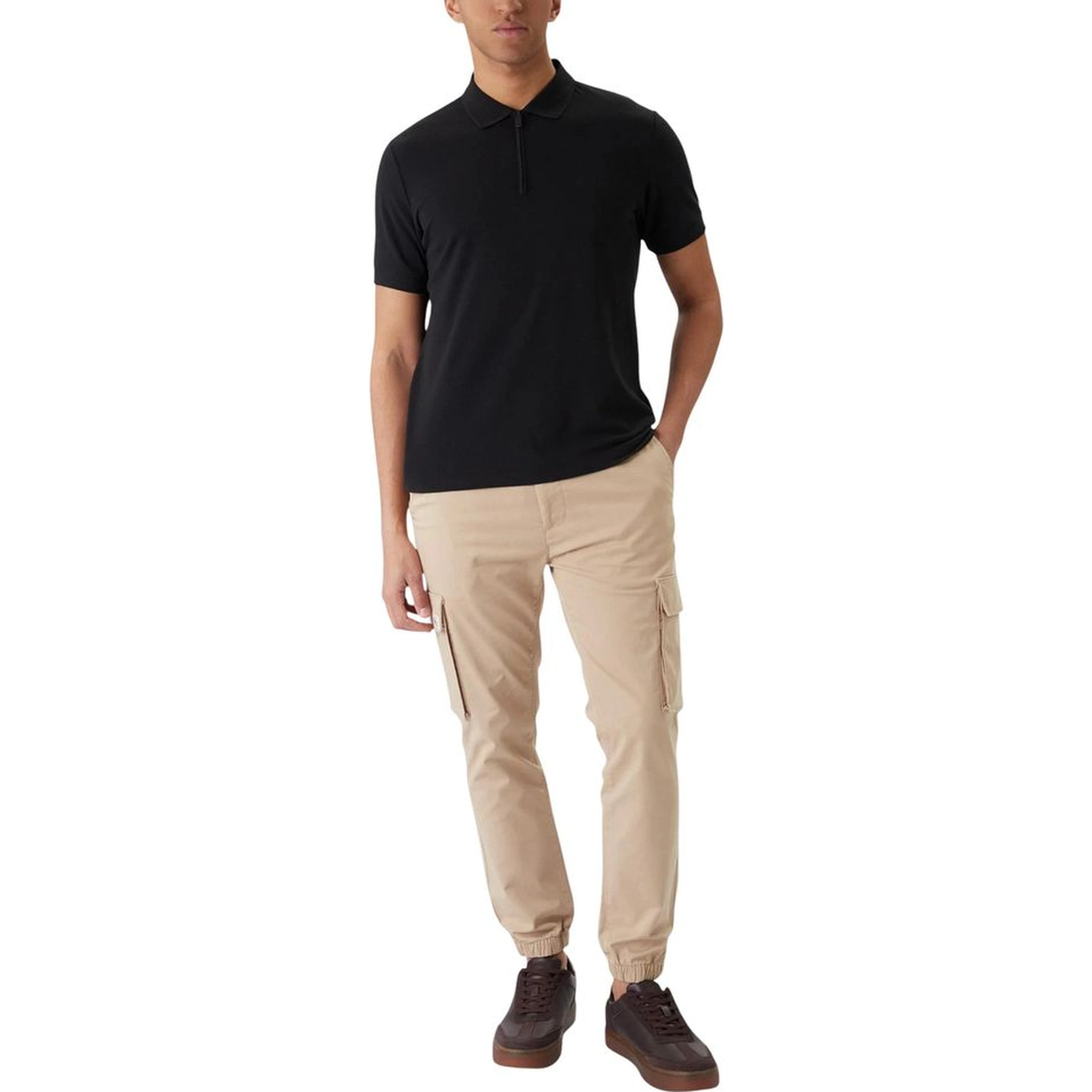 Beige Cotton Cargo Pants