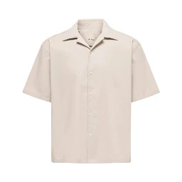 Beige Cotton Shortsleeve Shirt