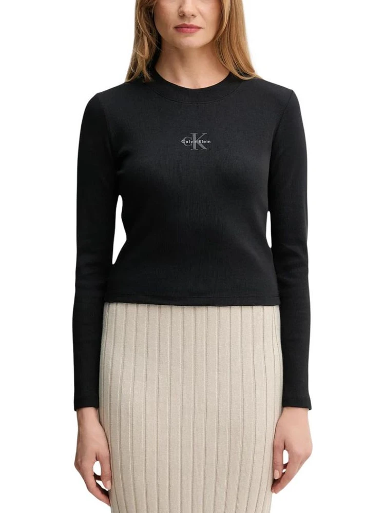 Black Cotton Long Sleeve T-Shirt