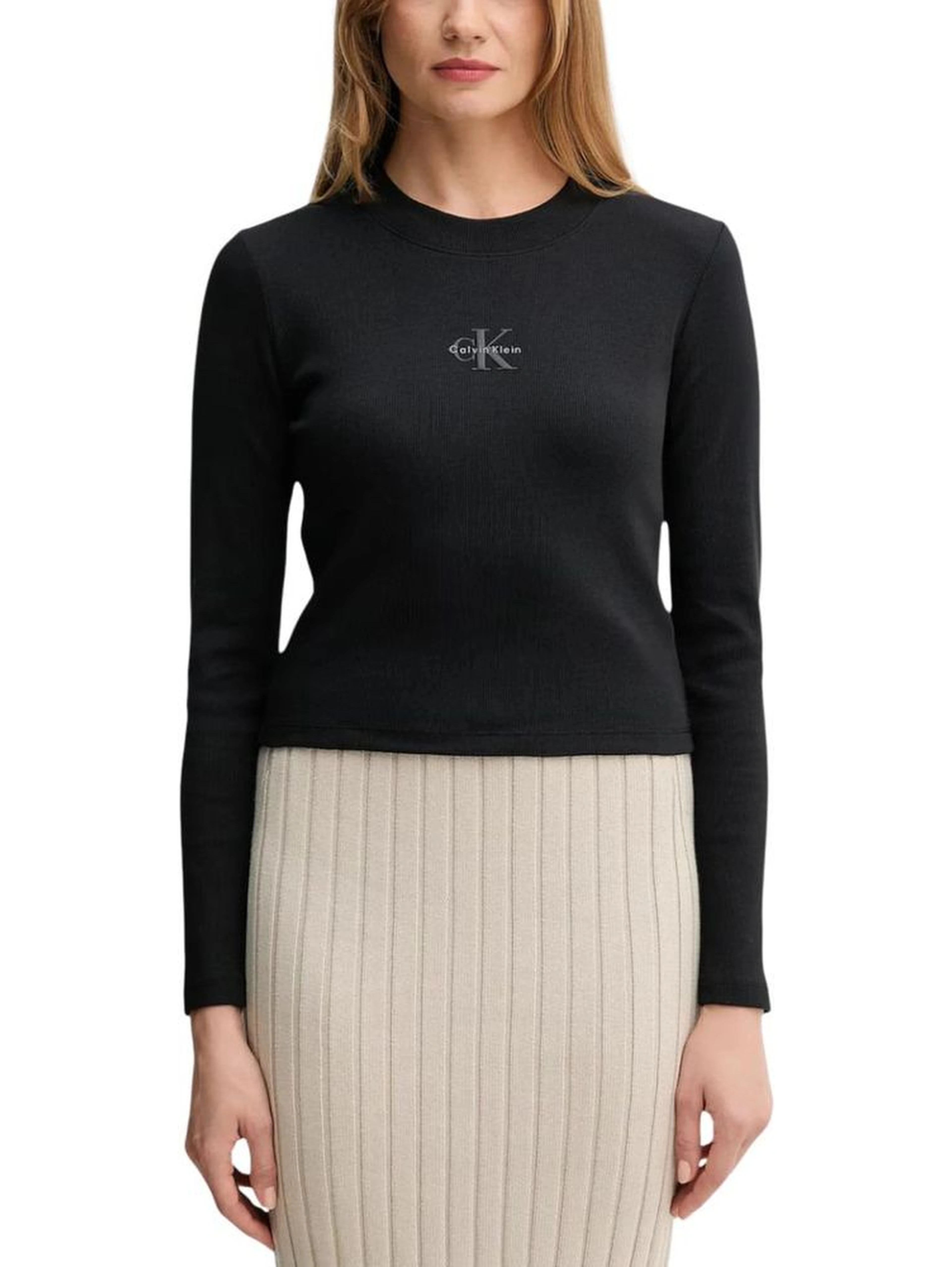 Black Cotton Long Sleeve T-Shirt