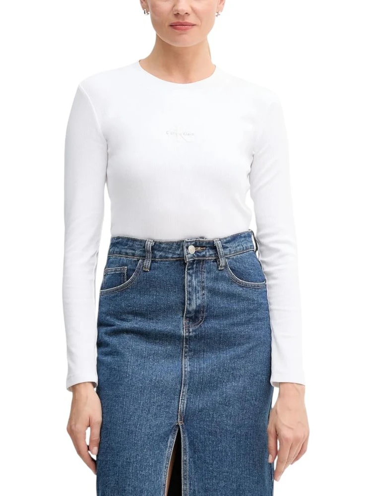 White Cotton Long Sleeve T-Shirt