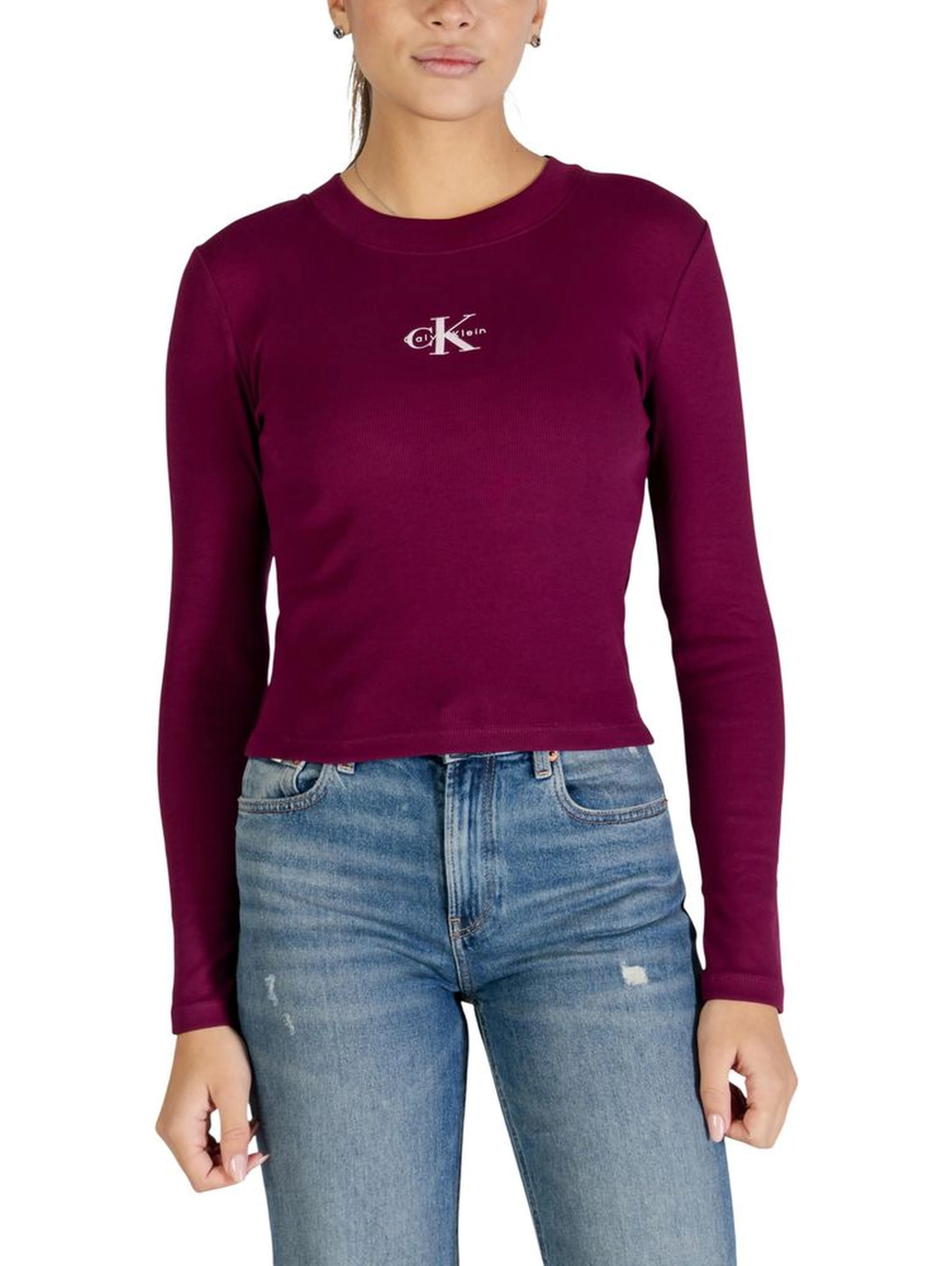 Bordeaux Cotton Long Sleeve T-Shirt