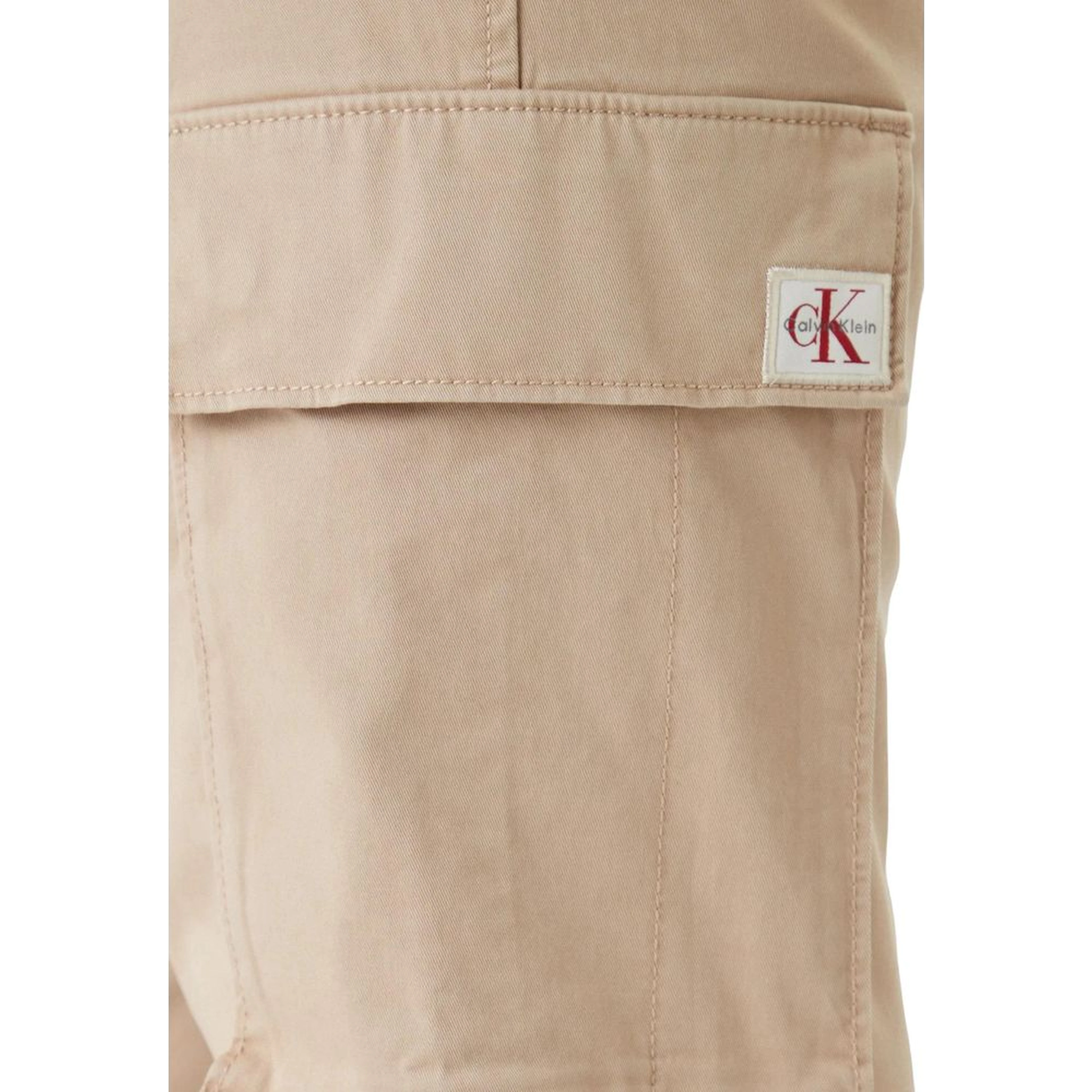 Beige Cotton Cargo Pants