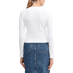White Cotton Long Sleeve T-Shirt
