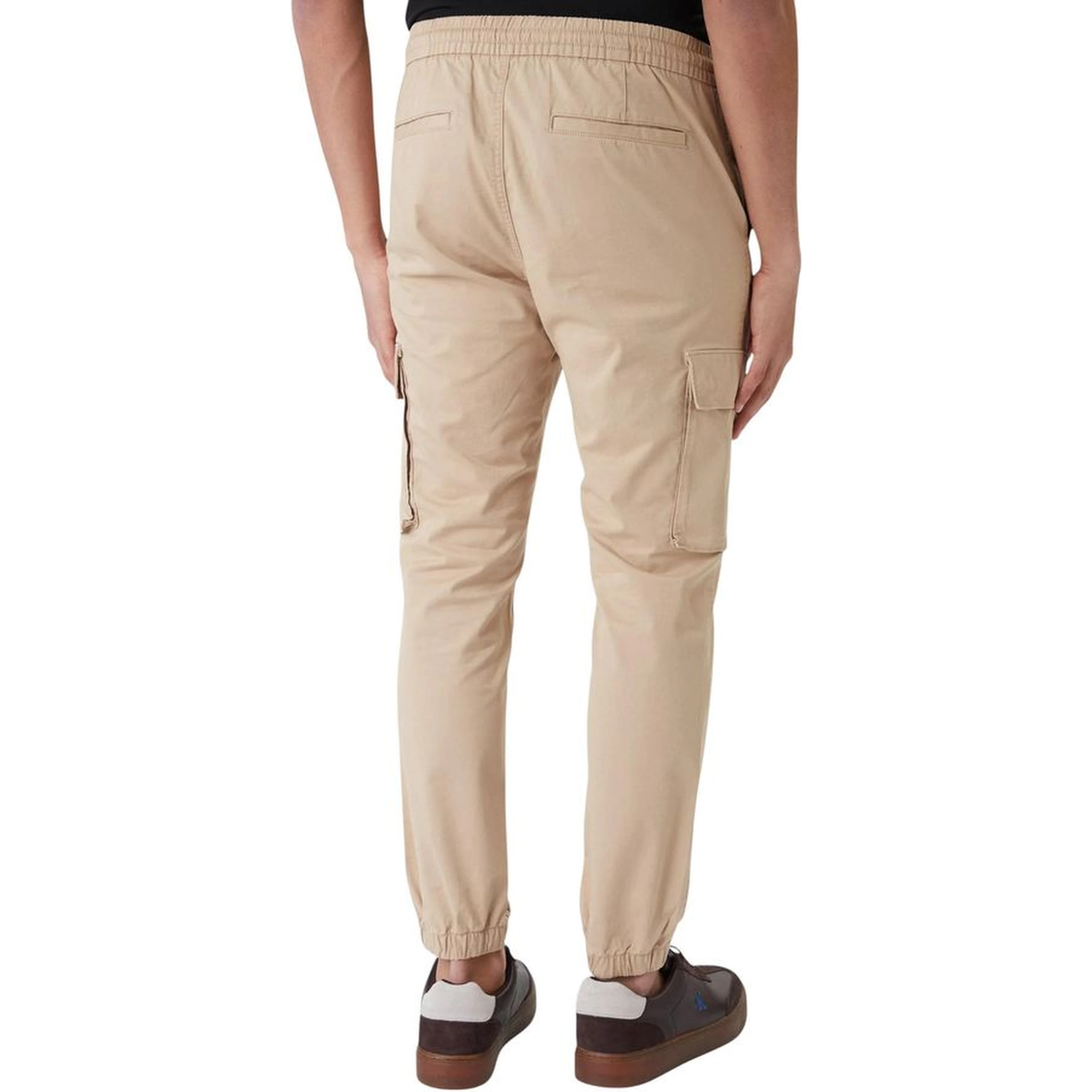 Beige Cotton Cargo Pants