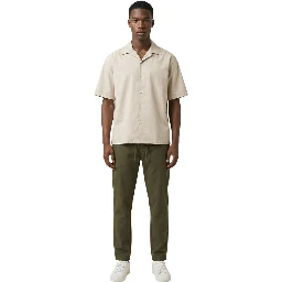 Beige Cotton Shortsleeve Shirt