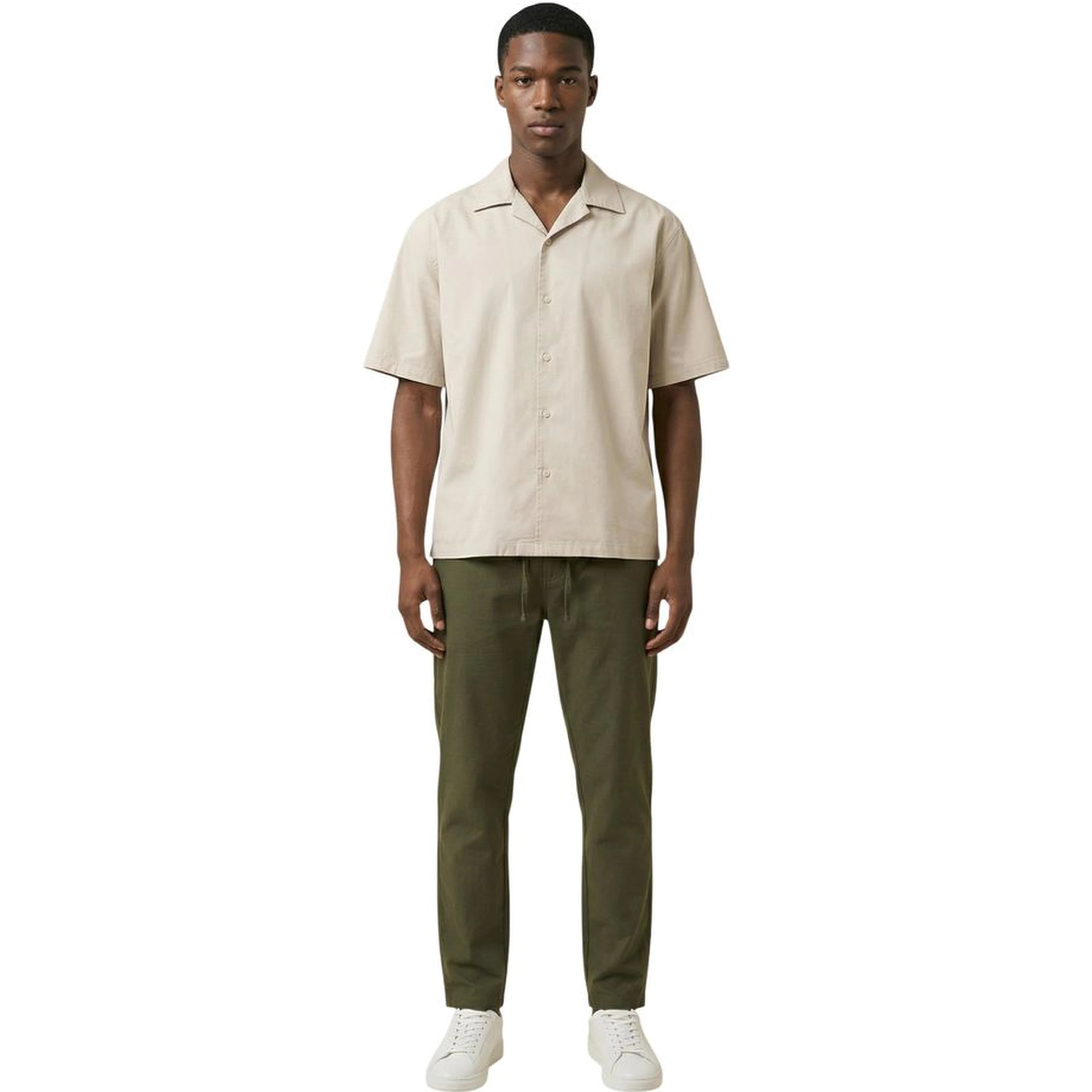 Beige Cotton Shortsleeve Shirt