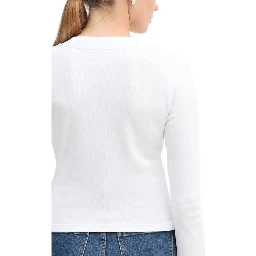 White Cotton Long Sleeve T-Shirt
