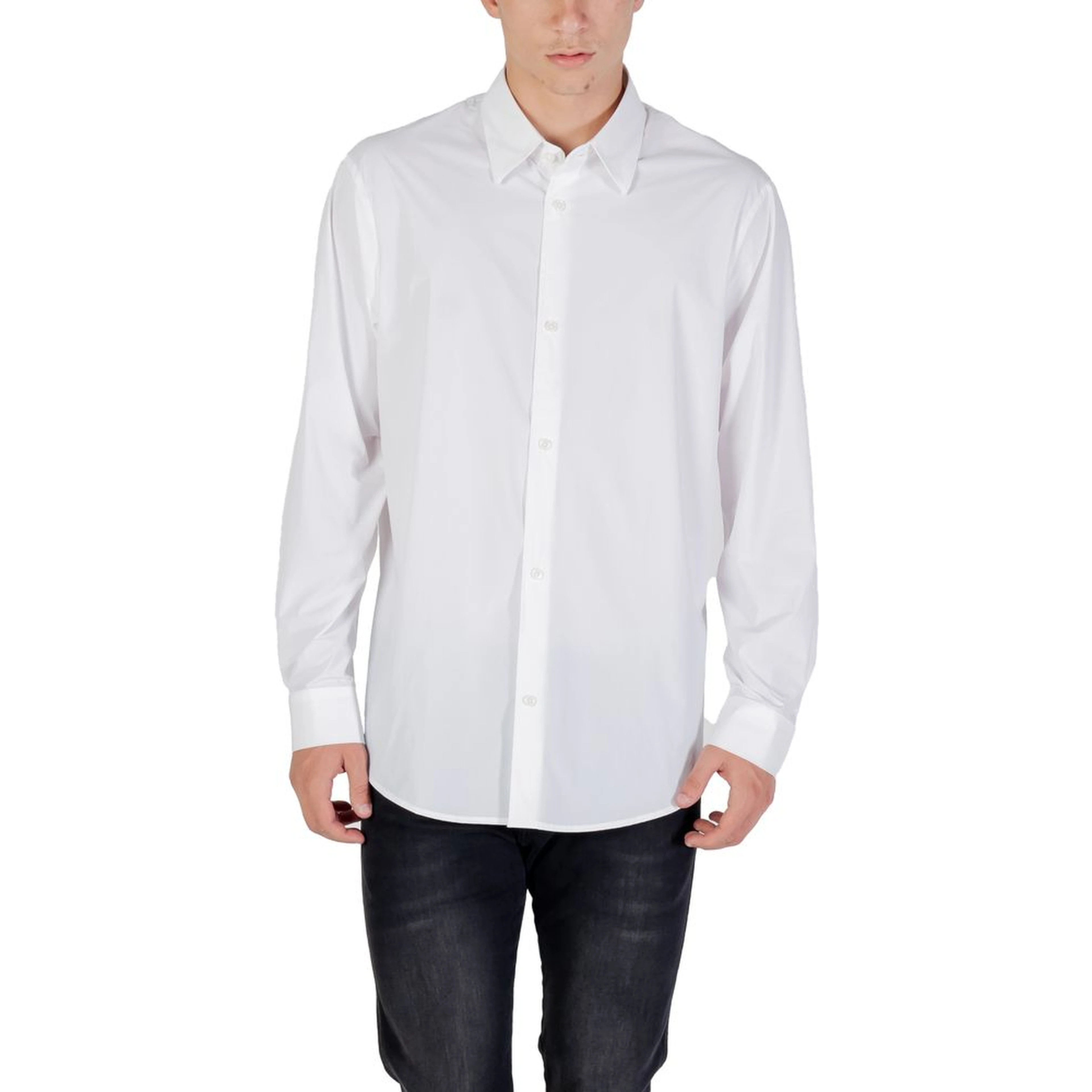 Cream Elastane Dress Shirt