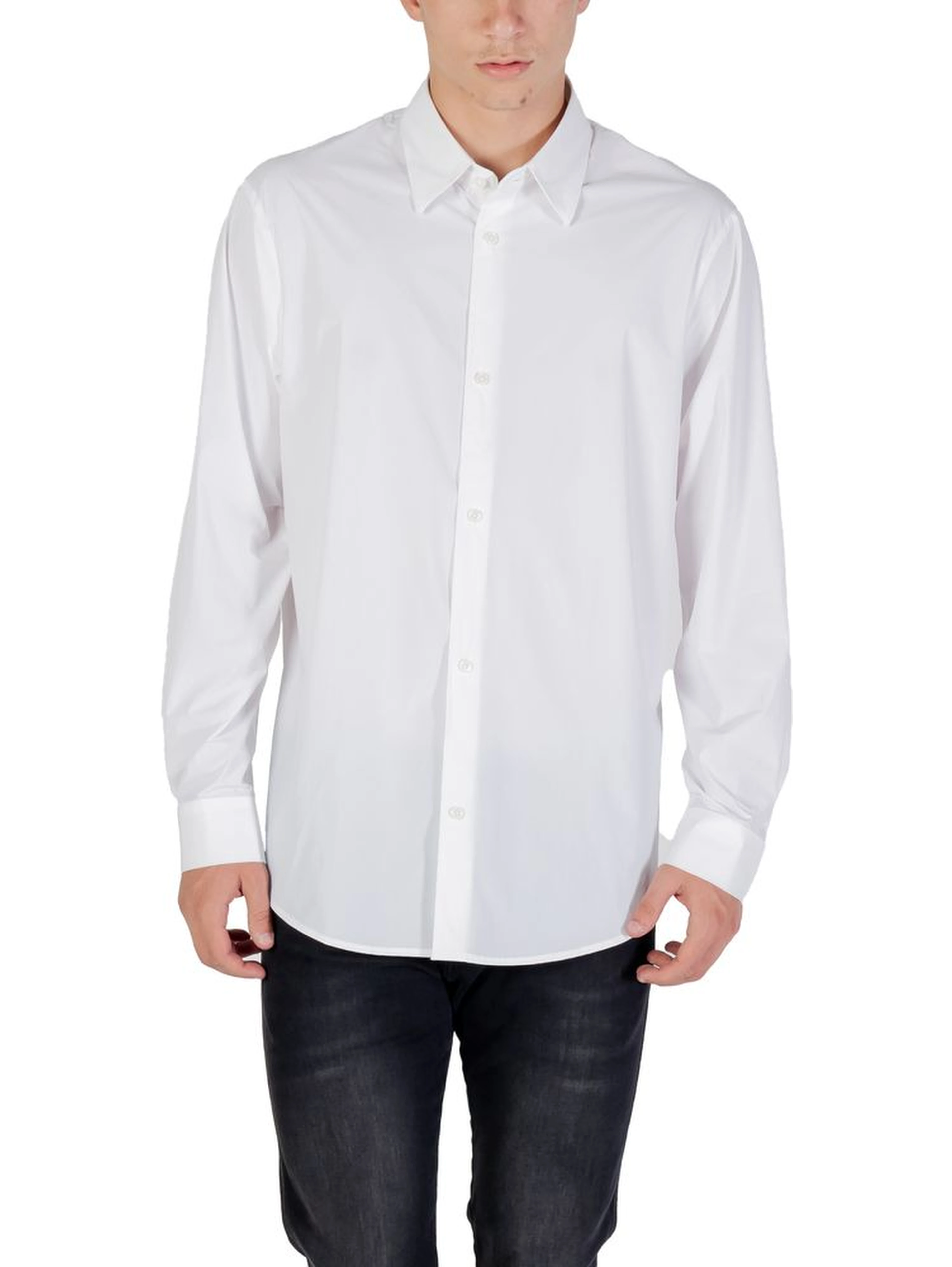 Cream Elastane Dress Shirt