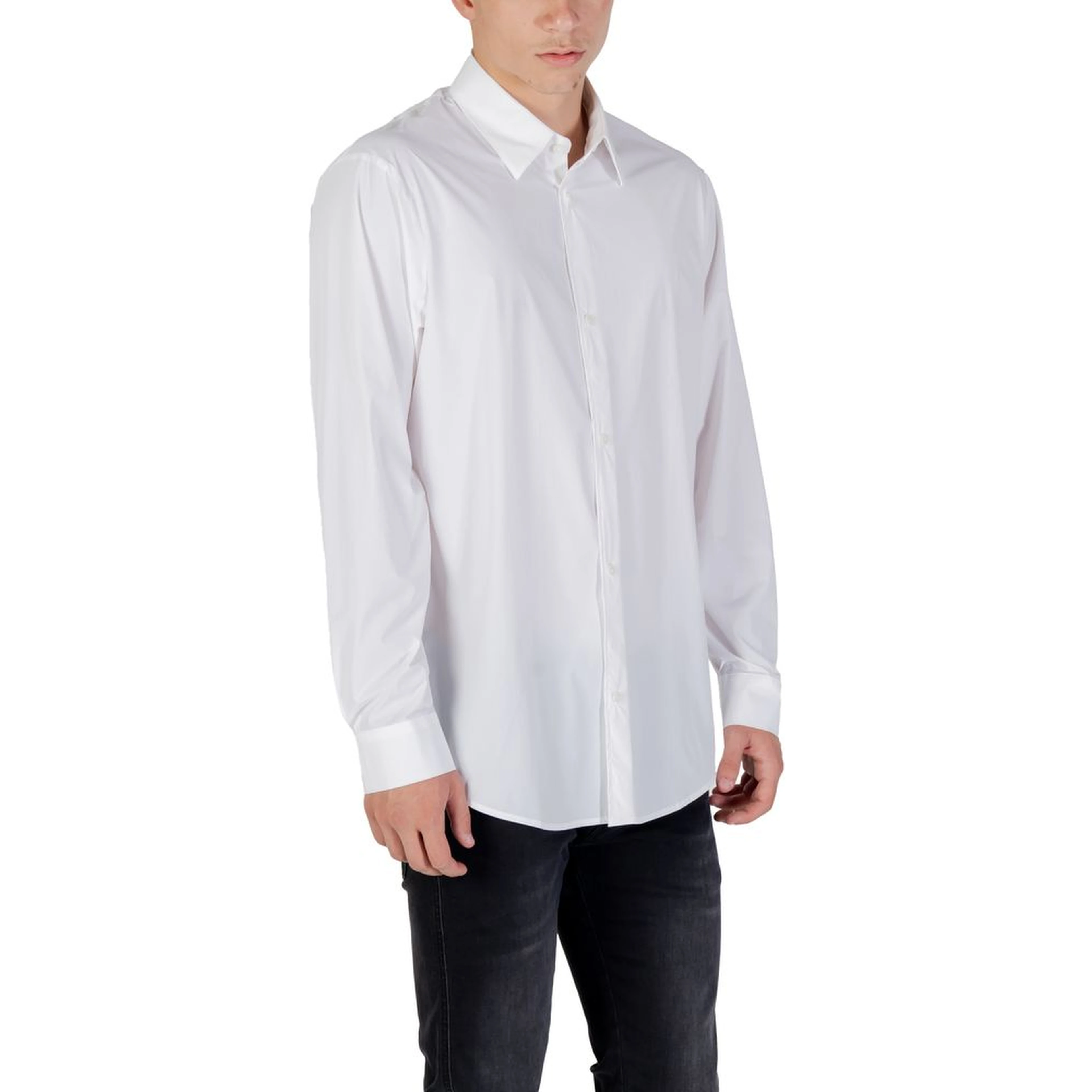 Cream Elastane Dress Shirt