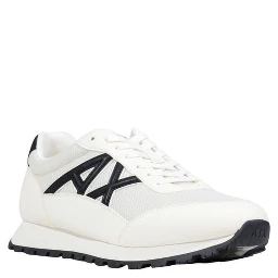 Black And White Polyester Athletic Sneakers