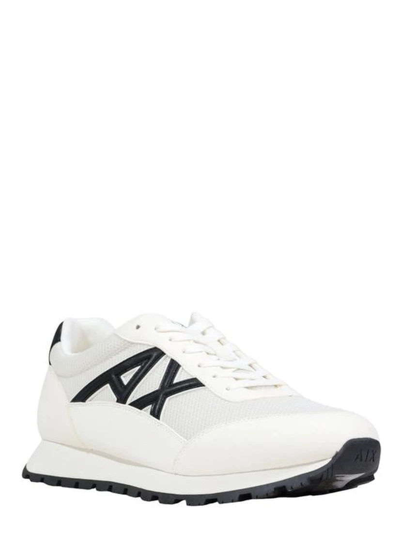 Black And White Polyester Athletic Sneakers