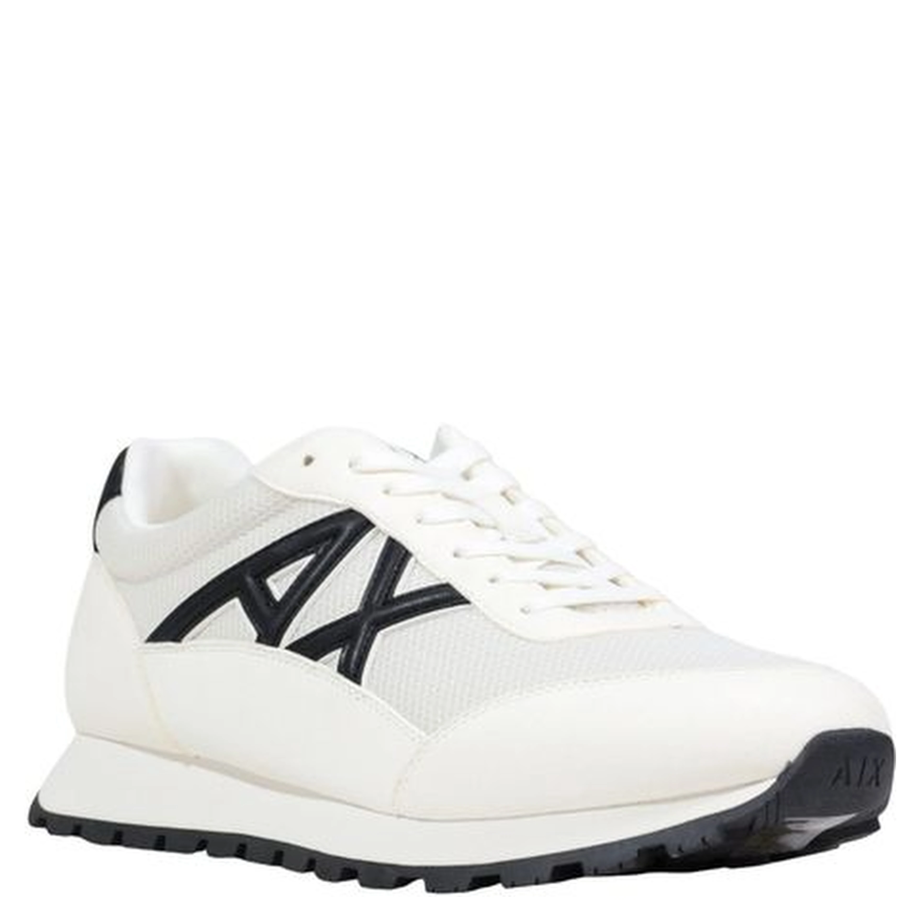 Black And White Polyester Athletic Sneakers