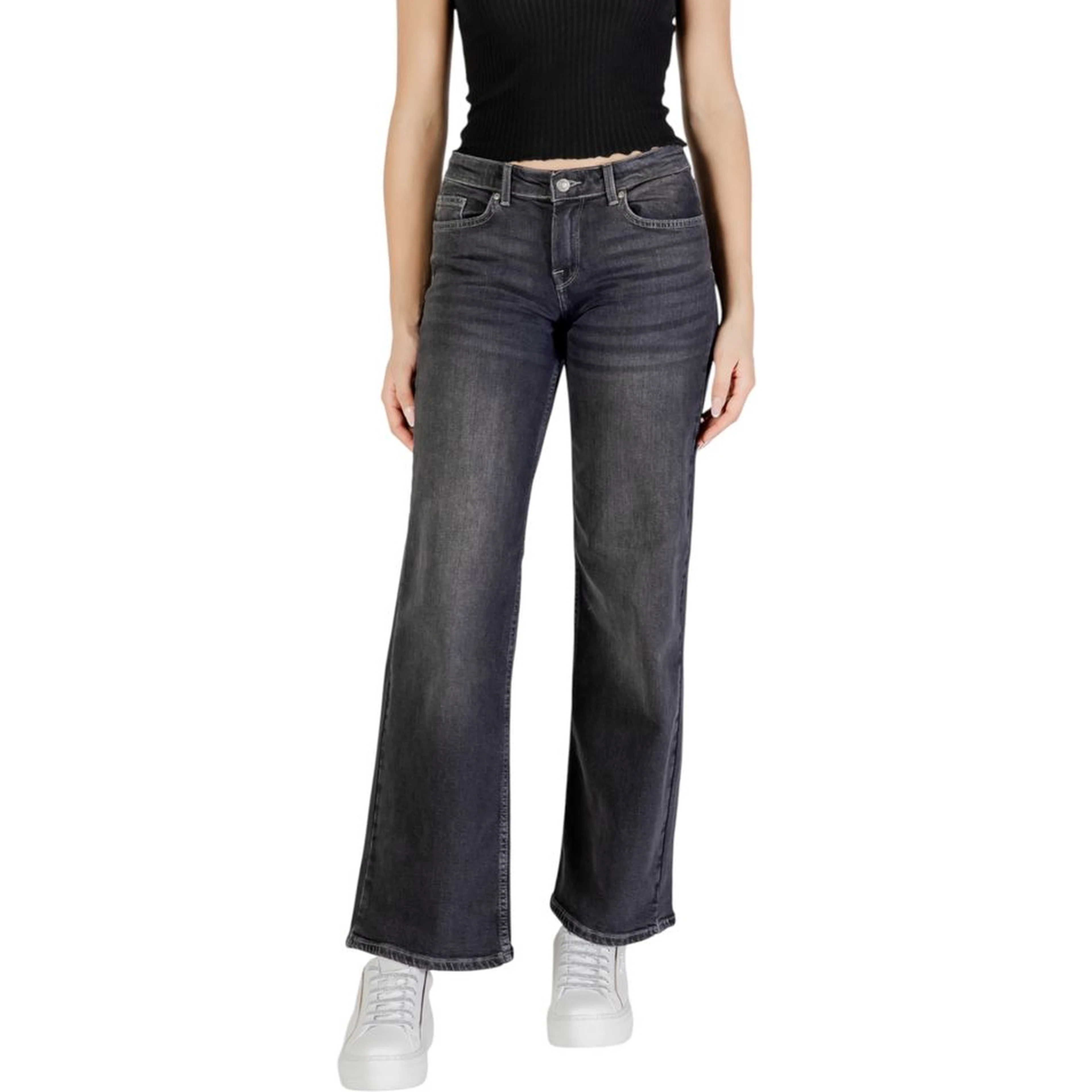 Black Cotton Bootcut Jeans