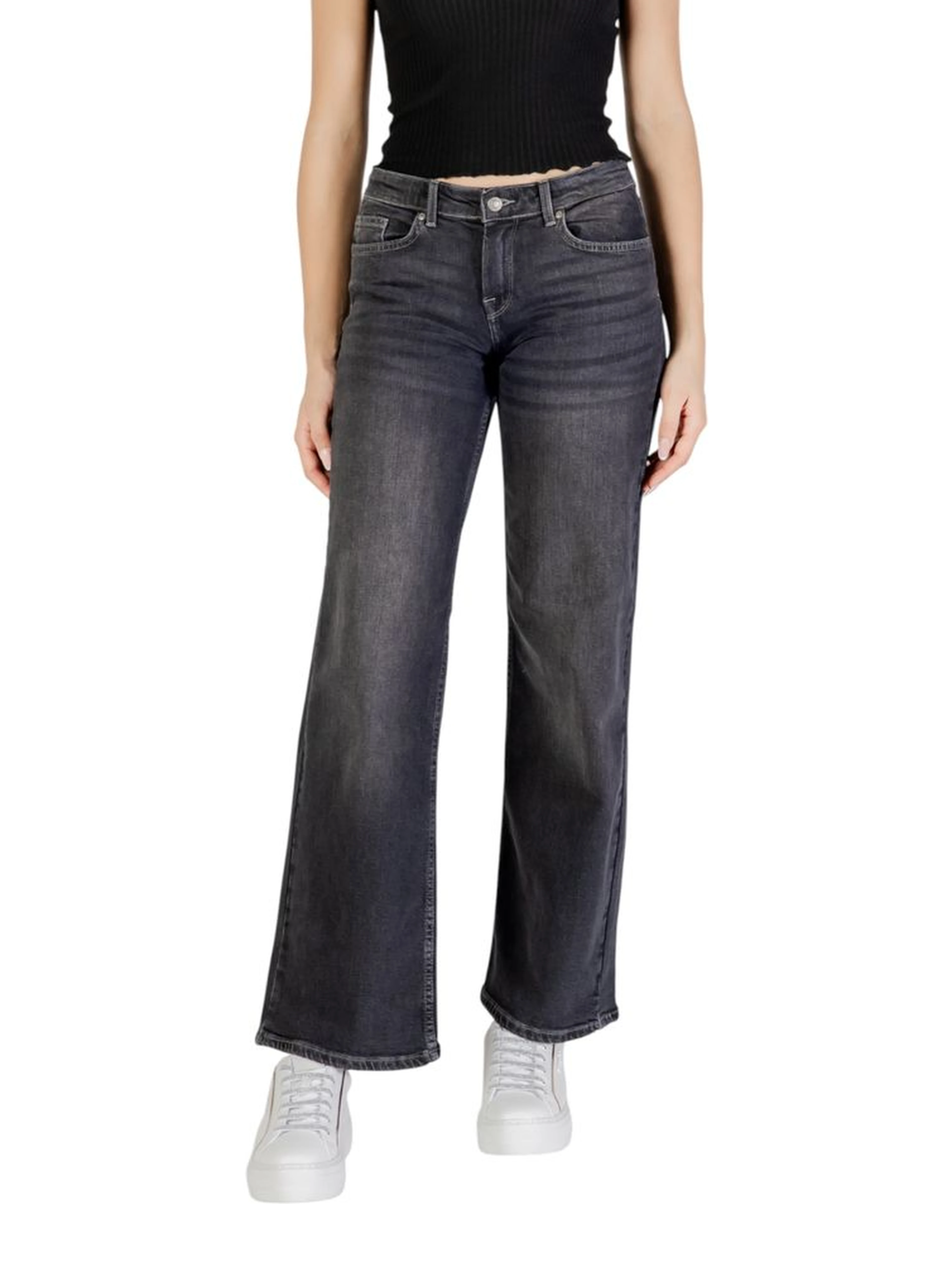 Black Cotton Bootcut Jeans