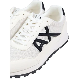 Black And White Polyester Athletic Sneakers