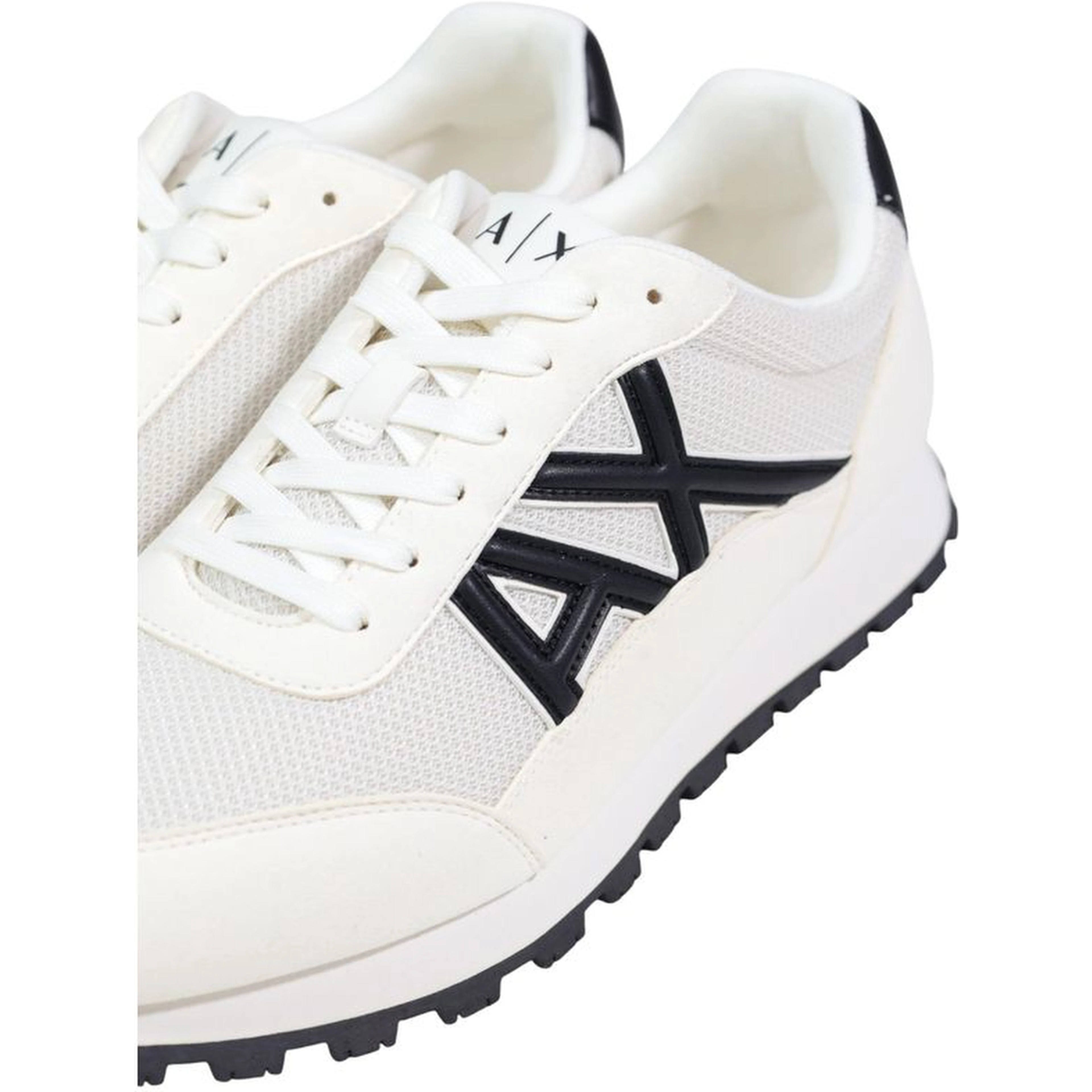 Black And White Polyester Athletic Sneakers
