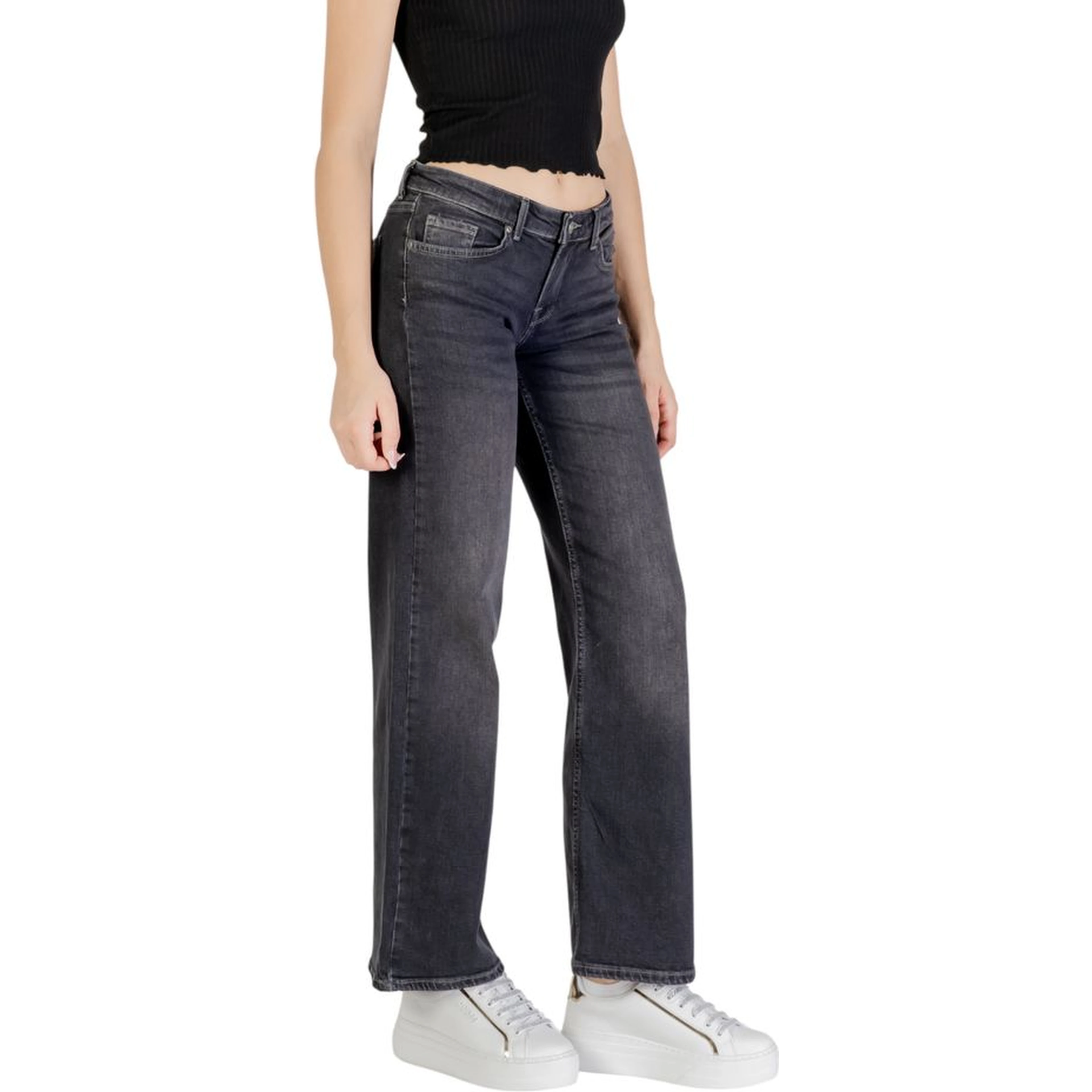 Black Cotton Bootcut Jeans