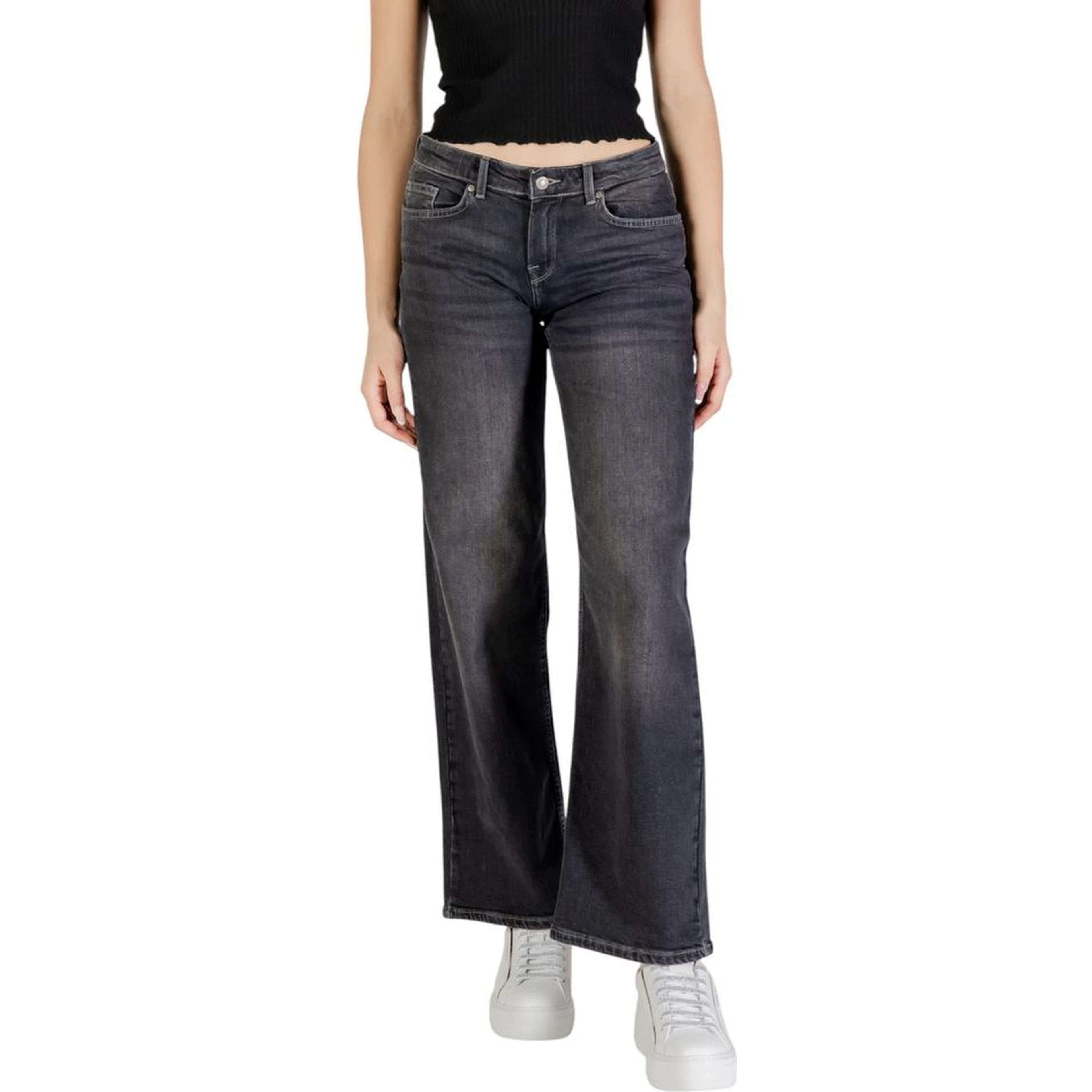 Black Cotton Bootcut Jeans