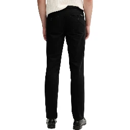 Black Cotton Casual Pants