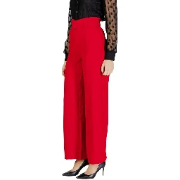 Red Polyester Casual Pants