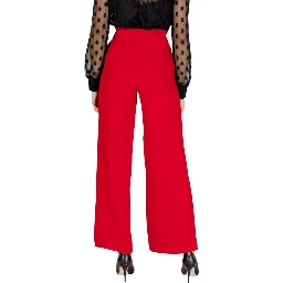 Red Polyester Casual Pants