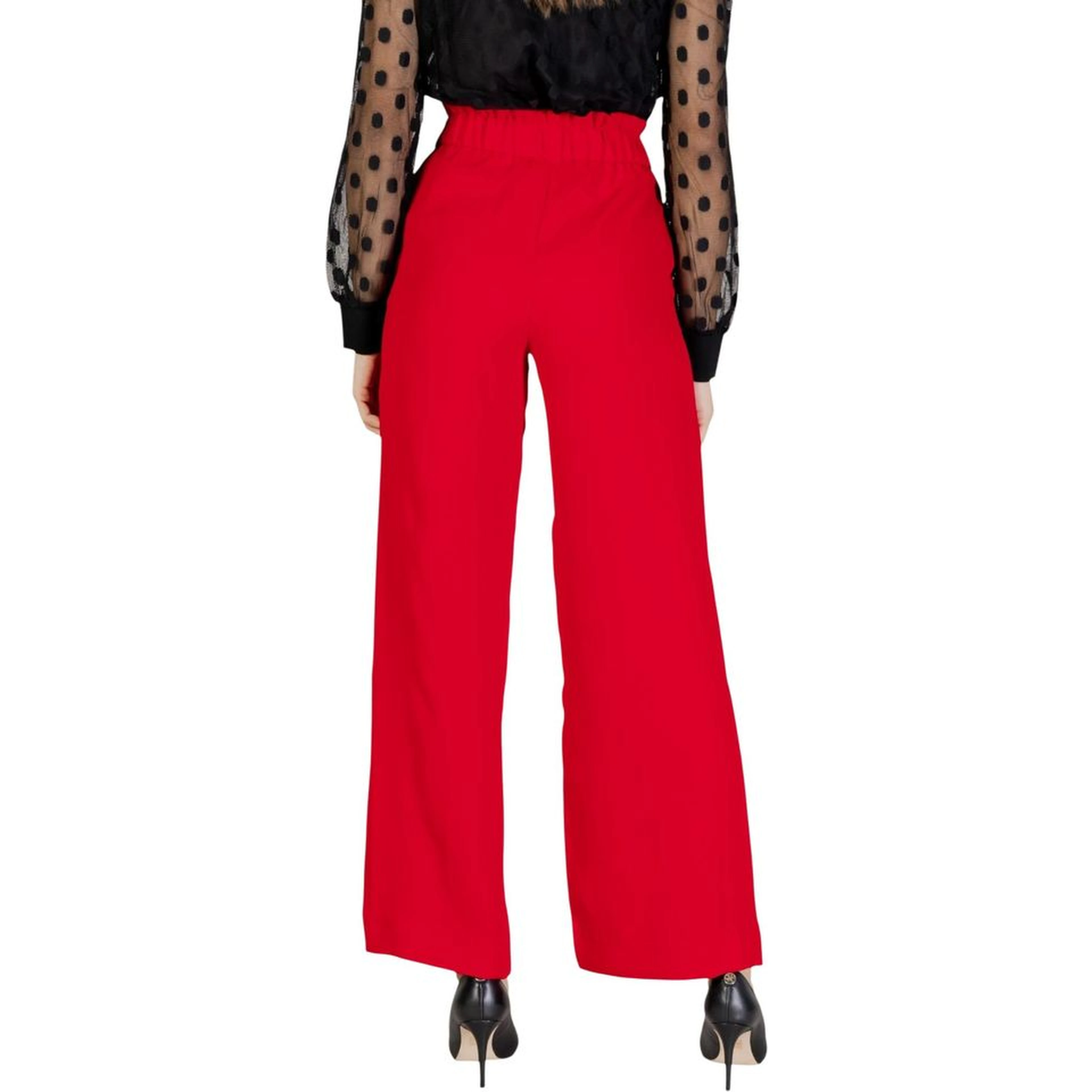 Red Polyester Casual Pants