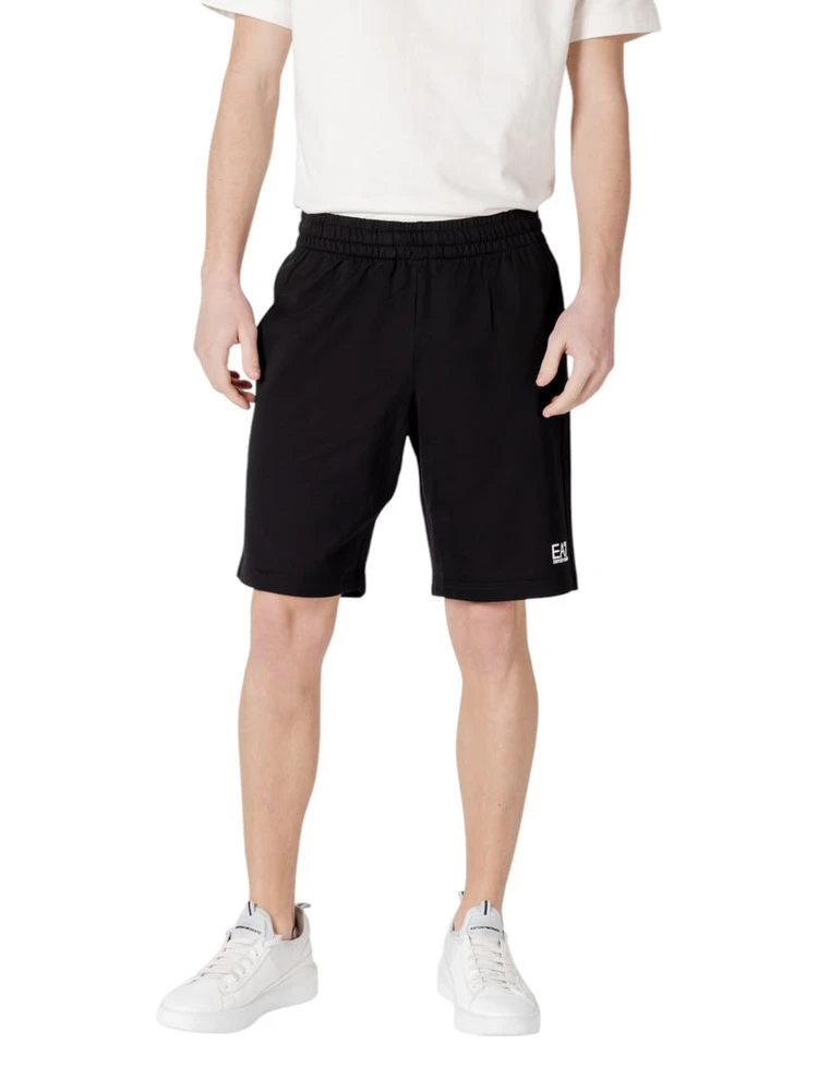 Black Cotton Bermuda Shorts