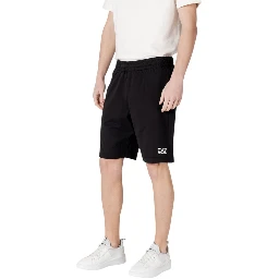 Black Cotton Bermuda Shorts