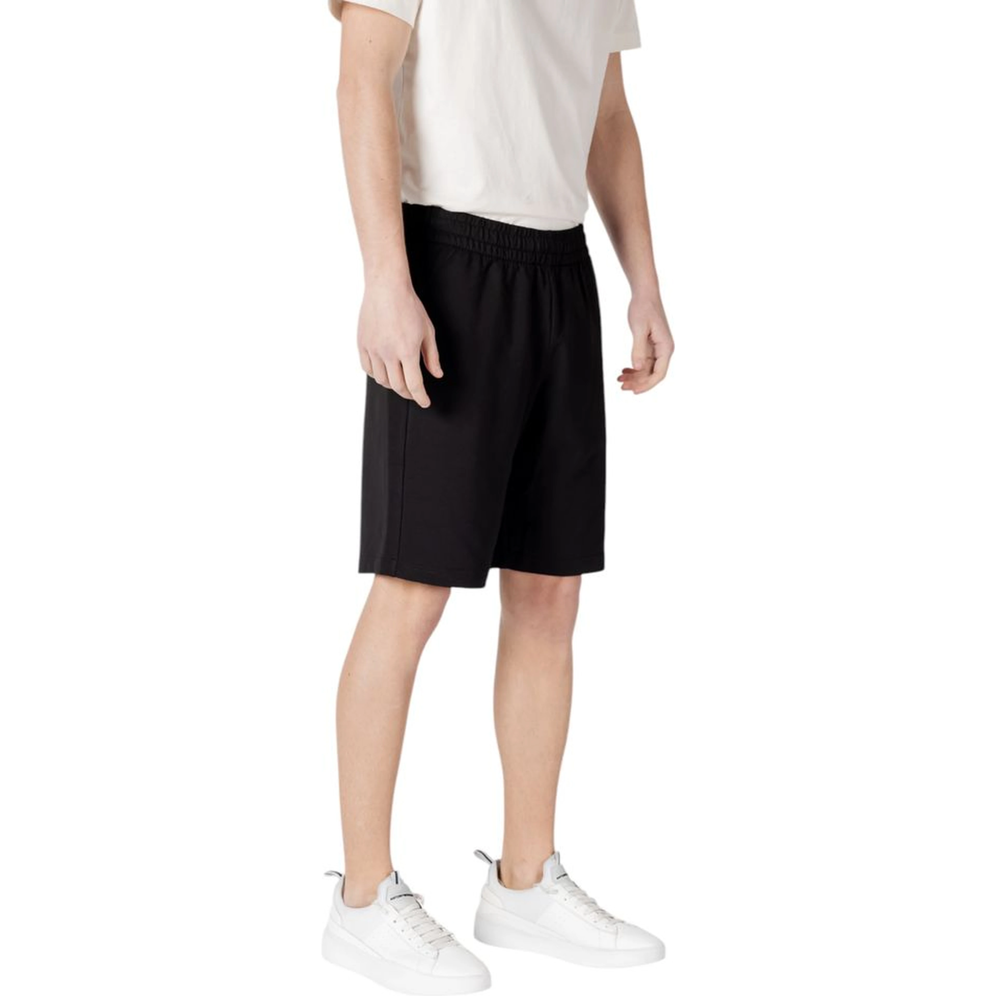 Black Cotton Bermuda Shorts