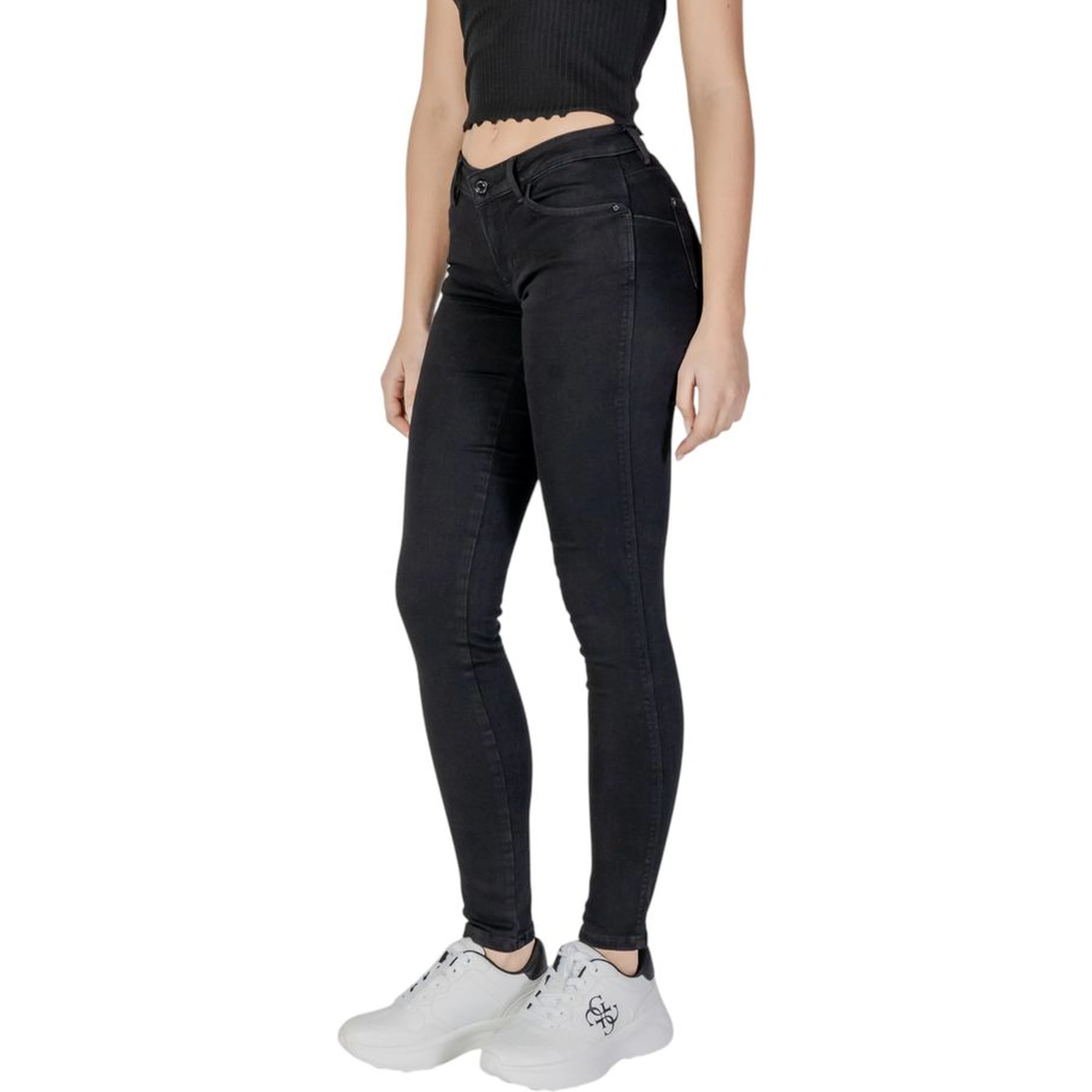 Black Cotton Skinny Jeans