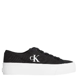 Black And White Recycled Cotton Platform Sneakers