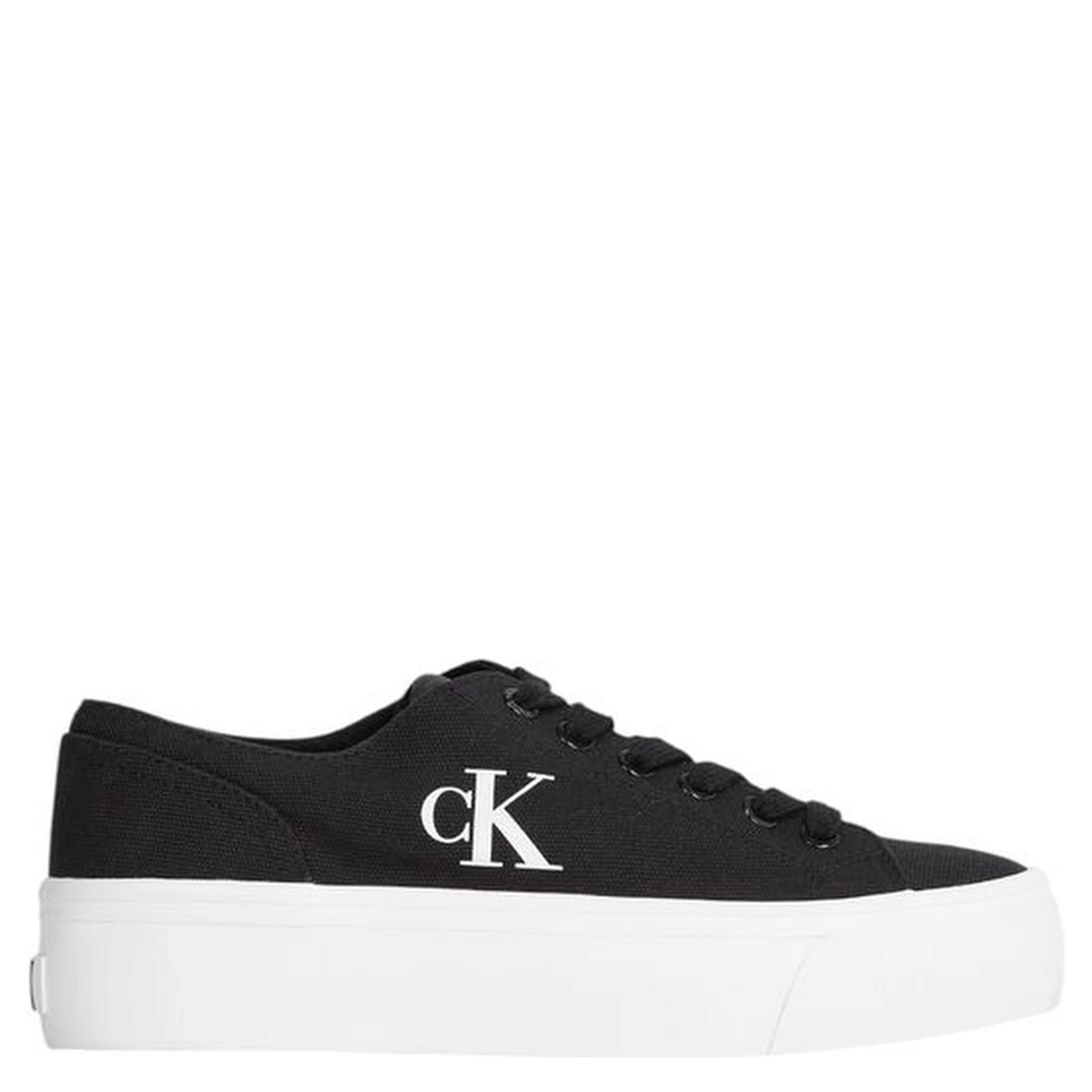 Black And White Recycled Cotton Platform Sneakers