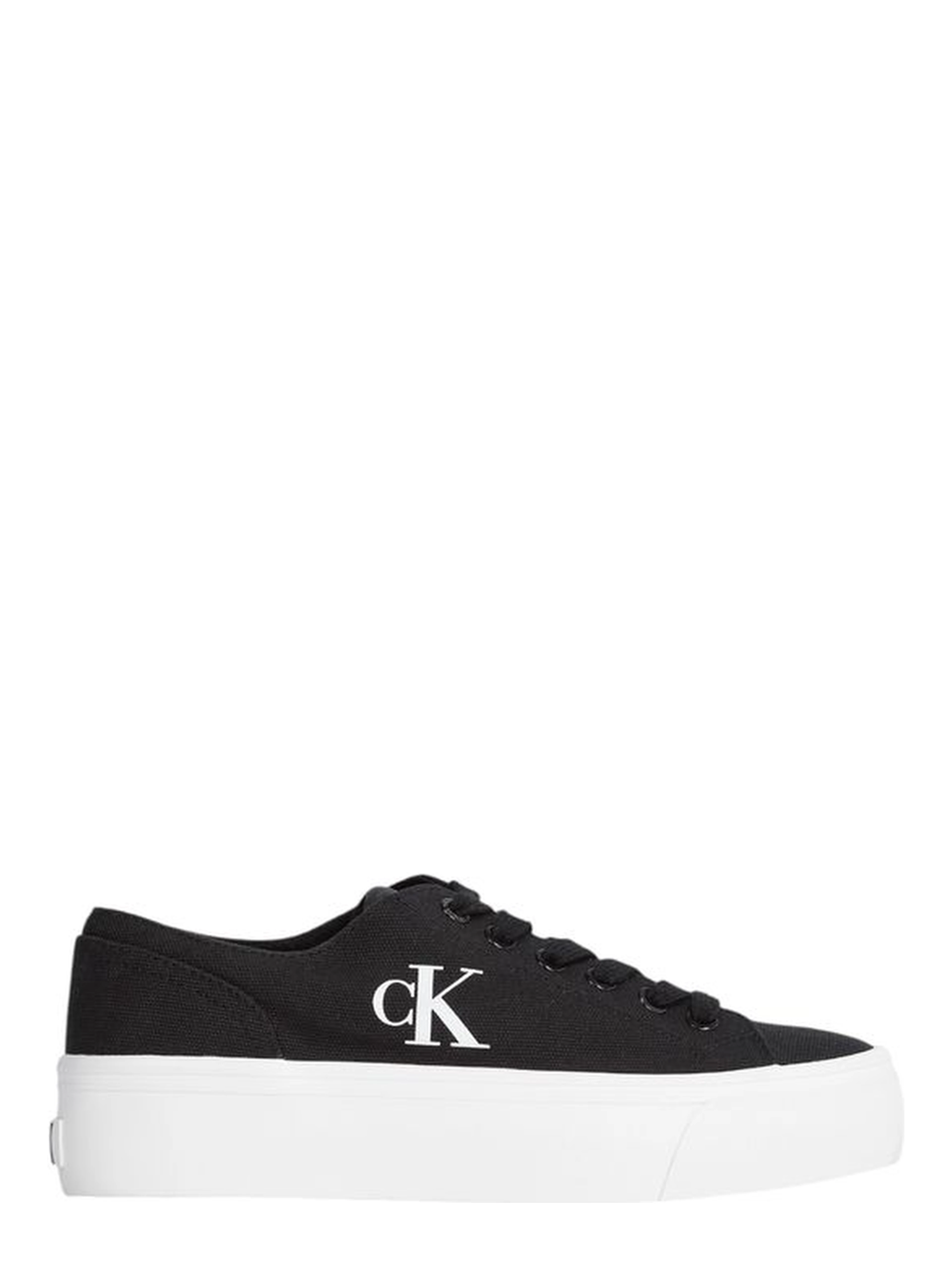 Black And White Recycled Cotton Platform Sneakers