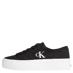 Black And White Recycled Cotton Platform Sneakers