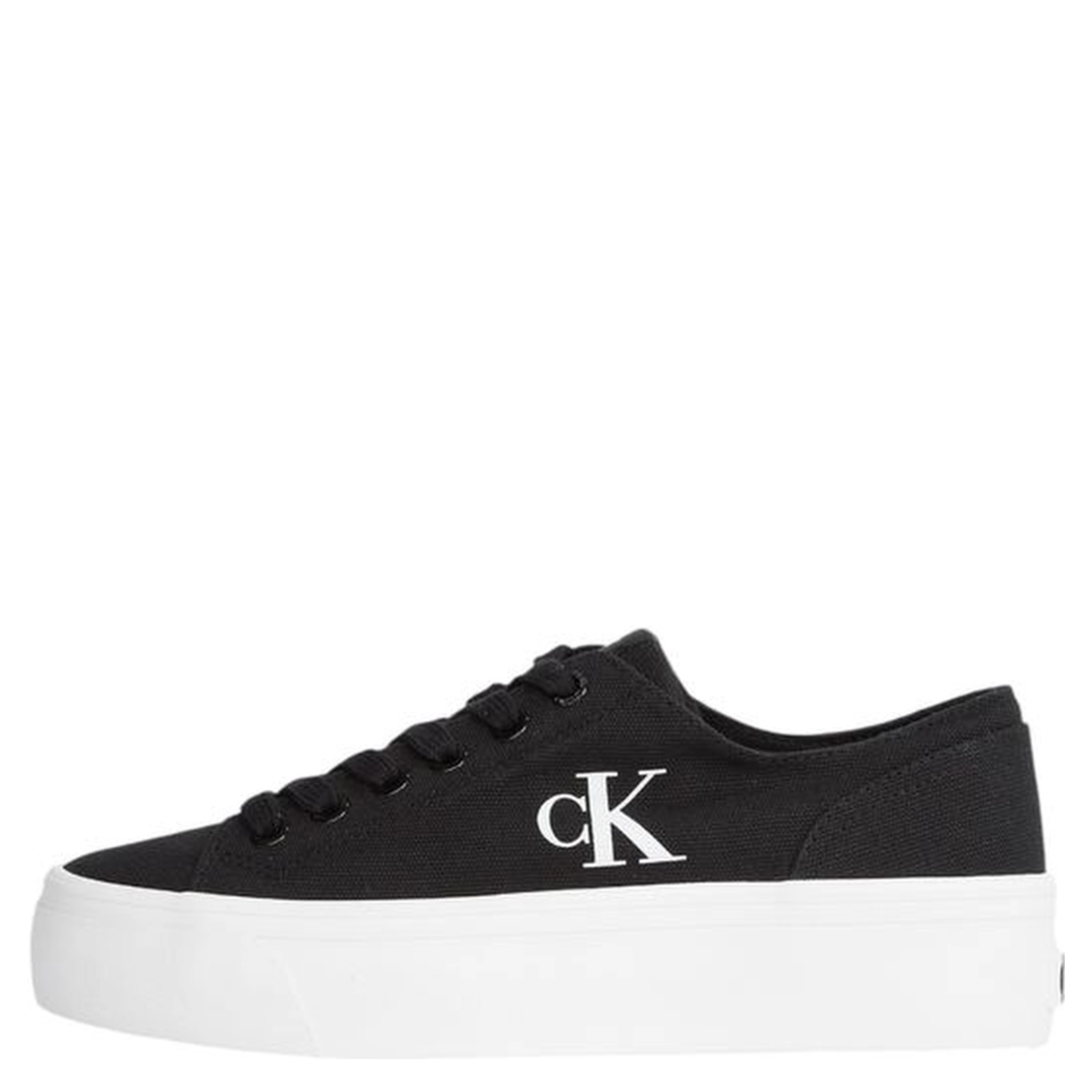 Black And White Recycled Cotton Platform Sneakers