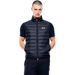 Blue Polyamide Sleeveless Jacket