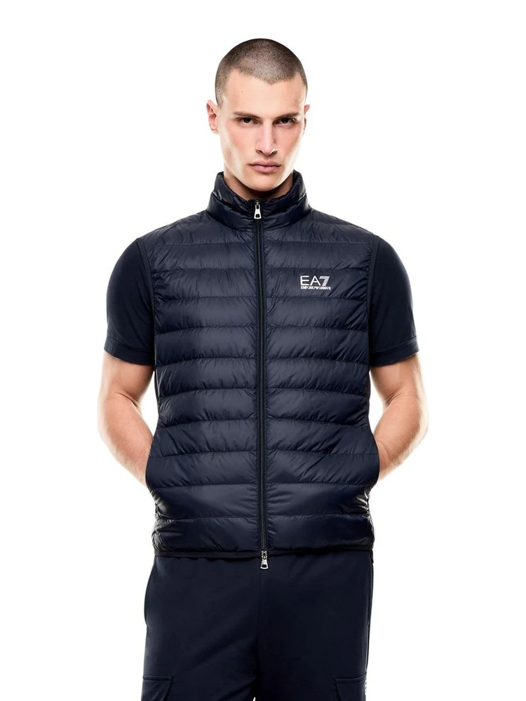Blue Polyamide Sleeveless Jacket