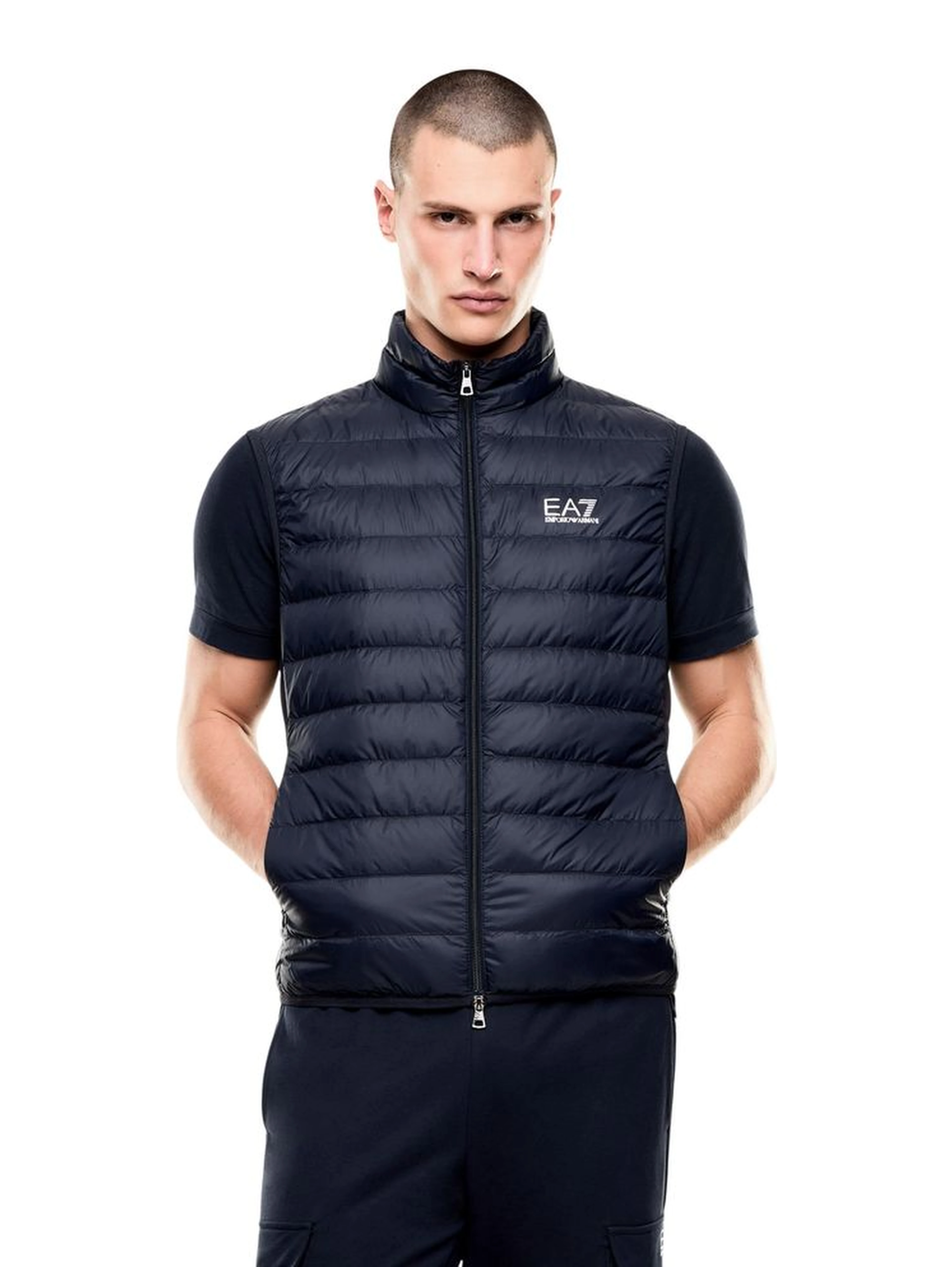 Blue Polyamide Sleeveless Jacket