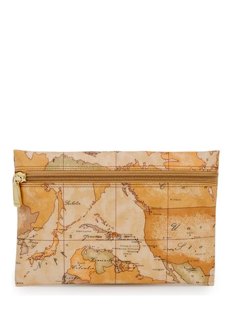 Beige Polyester Clutch Bag