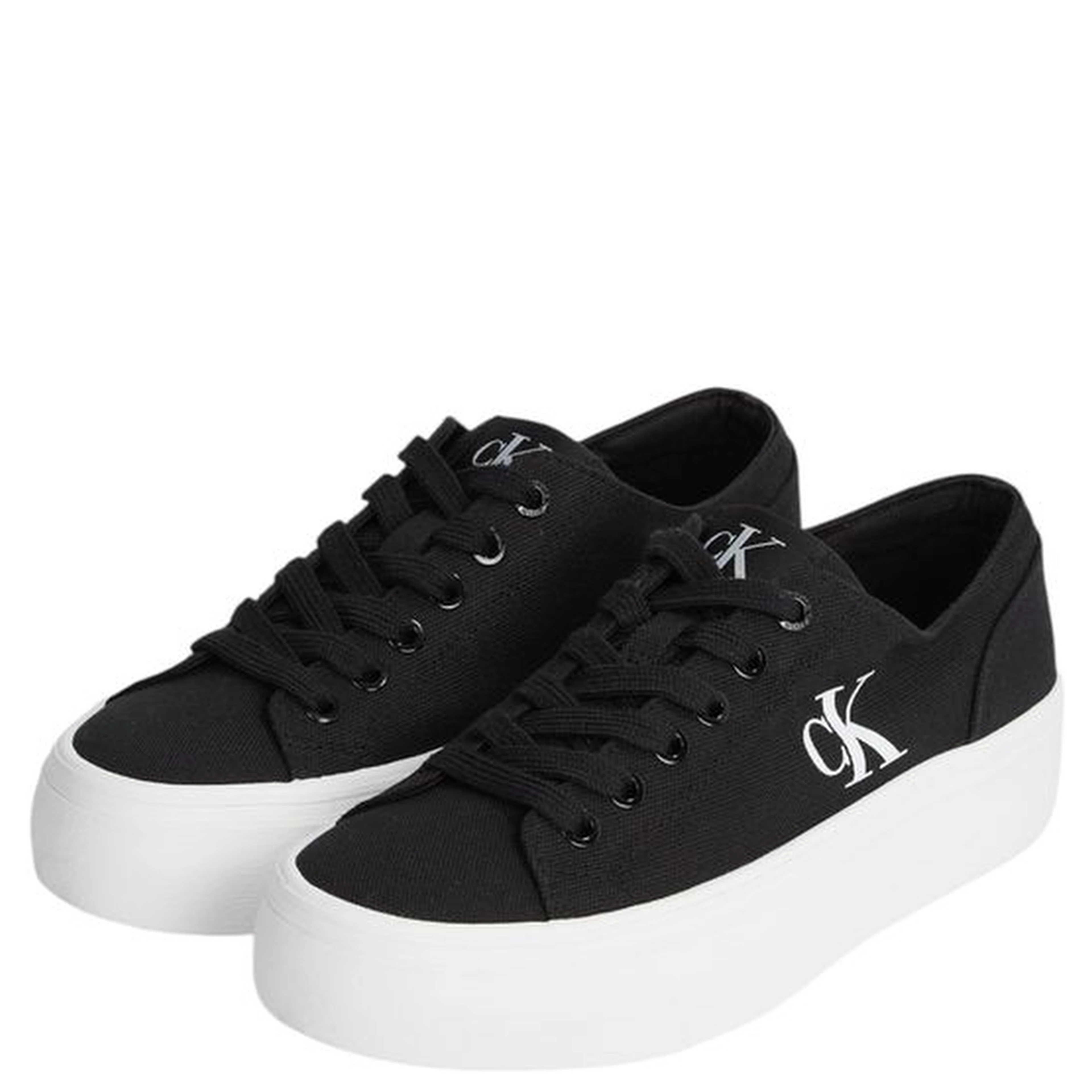 Black And White Recycled Cotton Platform Sneakers