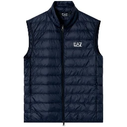 Blue Polyamide Sleeveless Jacket