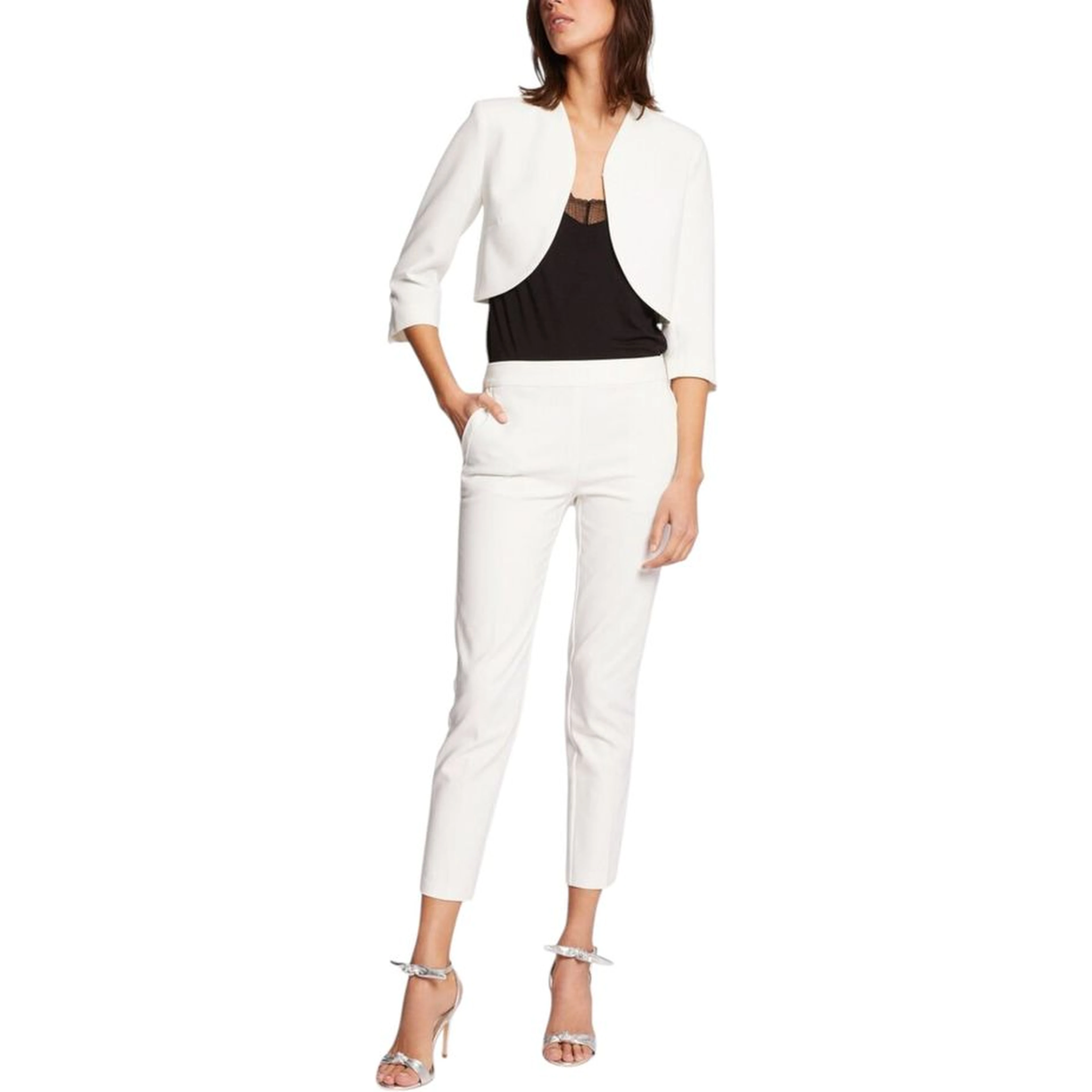 White Polyester Sleeveless Jacket