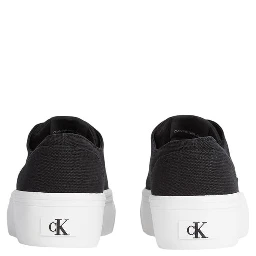 Black And White Recycled Cotton Platform Sneakers