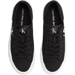 Black And White Recycled Cotton Platform Sneakers