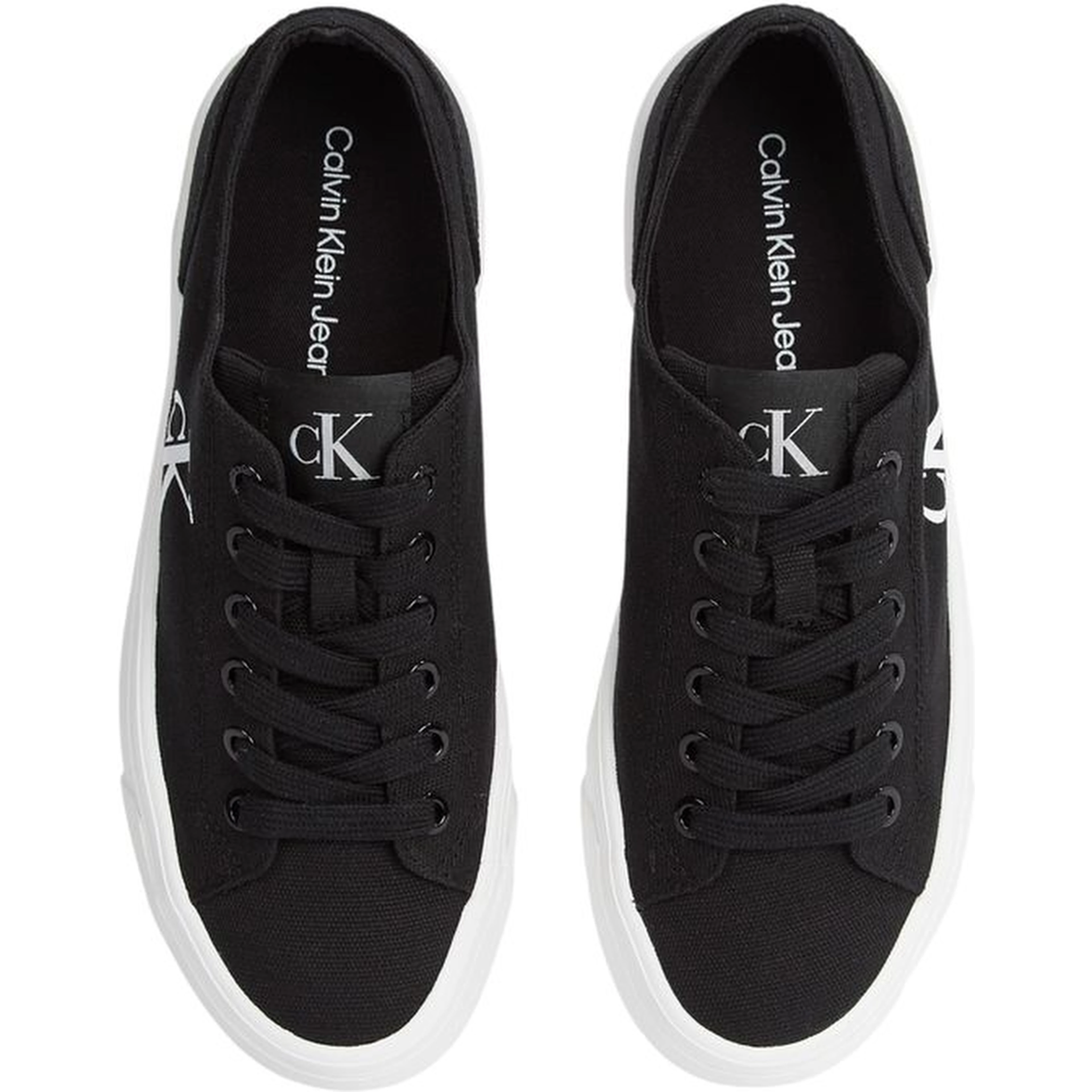 Black And White Recycled Cotton Platform Sneakers