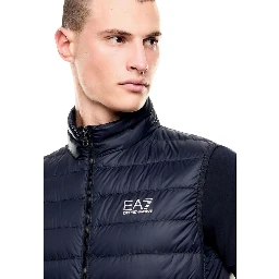 Blue Polyamide Sleeveless Jacket