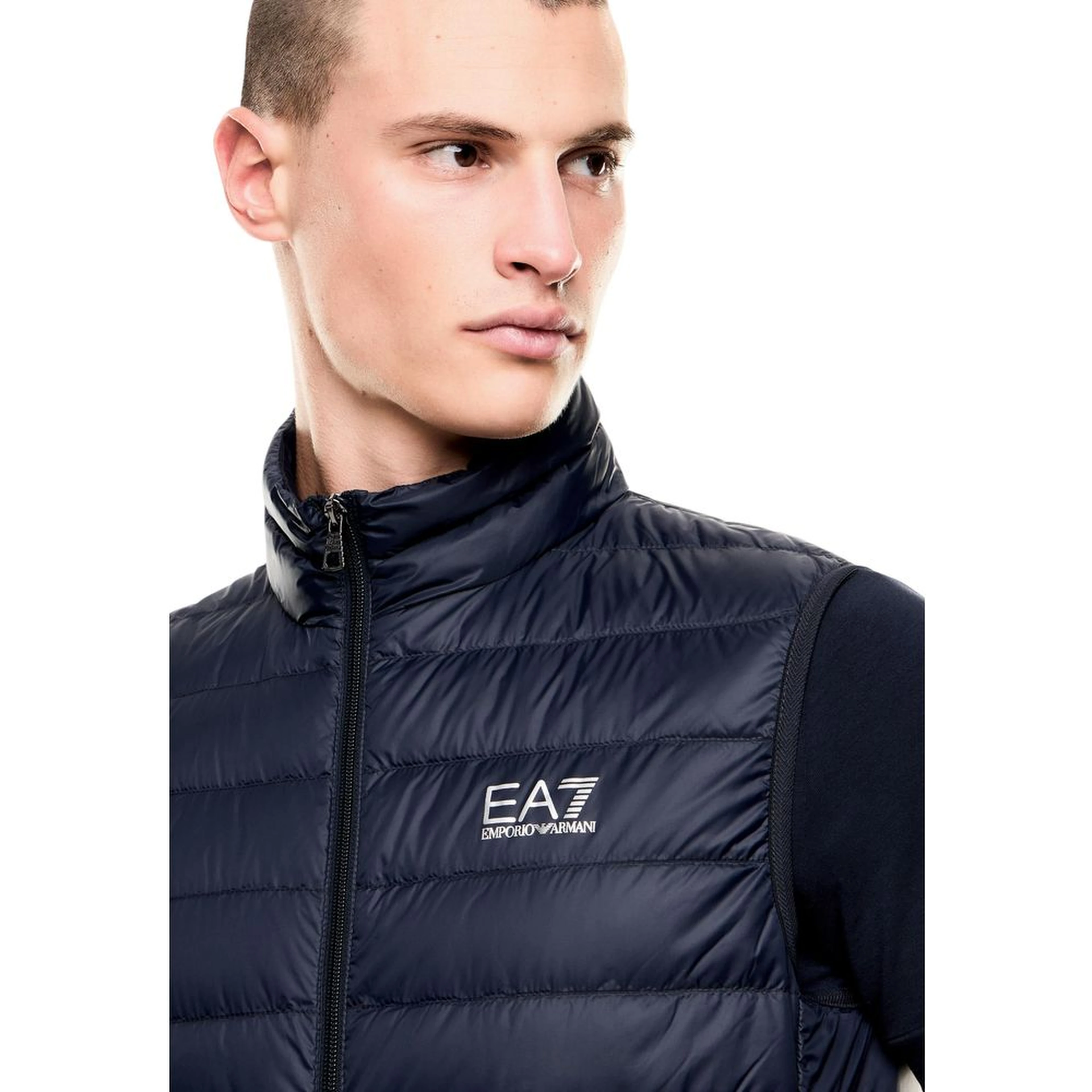 Blue Polyamide Sleeveless Jacket